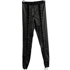 Dolls Kill Current Mood Black Faux Leather Corset  Leggings Small Goth Vamp Edgy